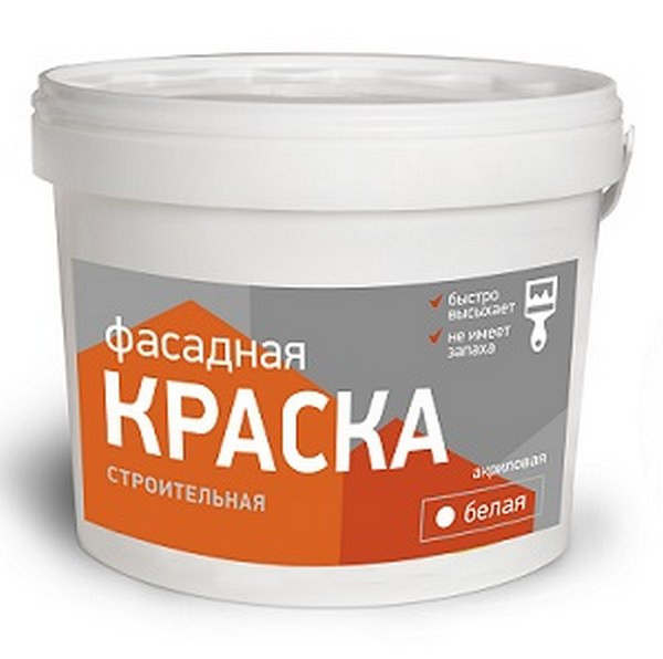 Краска фасадная акриловая Строительная белая 14кг