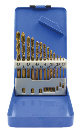 Набор сверл по металлу HSS шлифованные, титановое покрытие, угол заточки 135, 25шт 1-13мм (35745М)